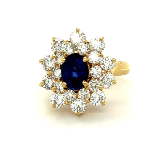 1ct Sapphire 2.50ct Diamond 18KY Ring