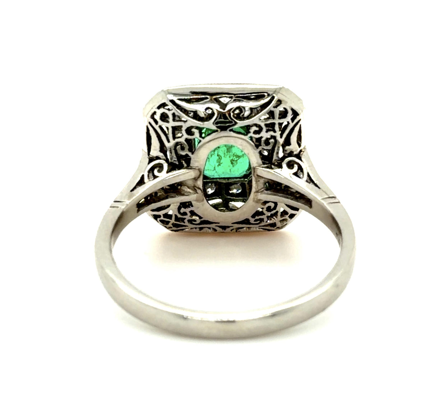 .74ct Colombian Emerald (No Cert) .62ct Diamond Platinum Handmade Ring