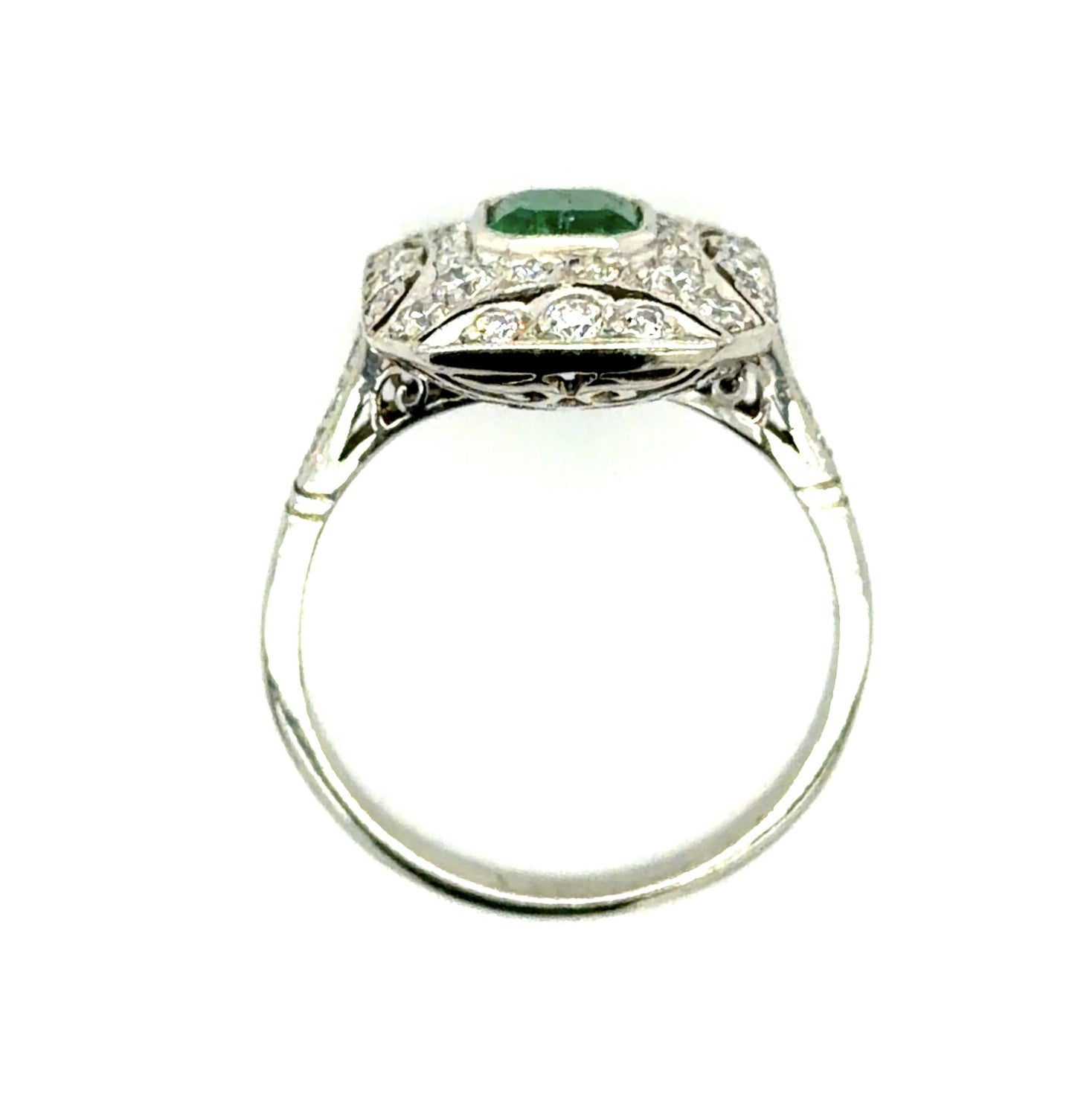 .74ct Colombian Emerald (No Cert) .62ct Diamond Platinum Handmade Ring