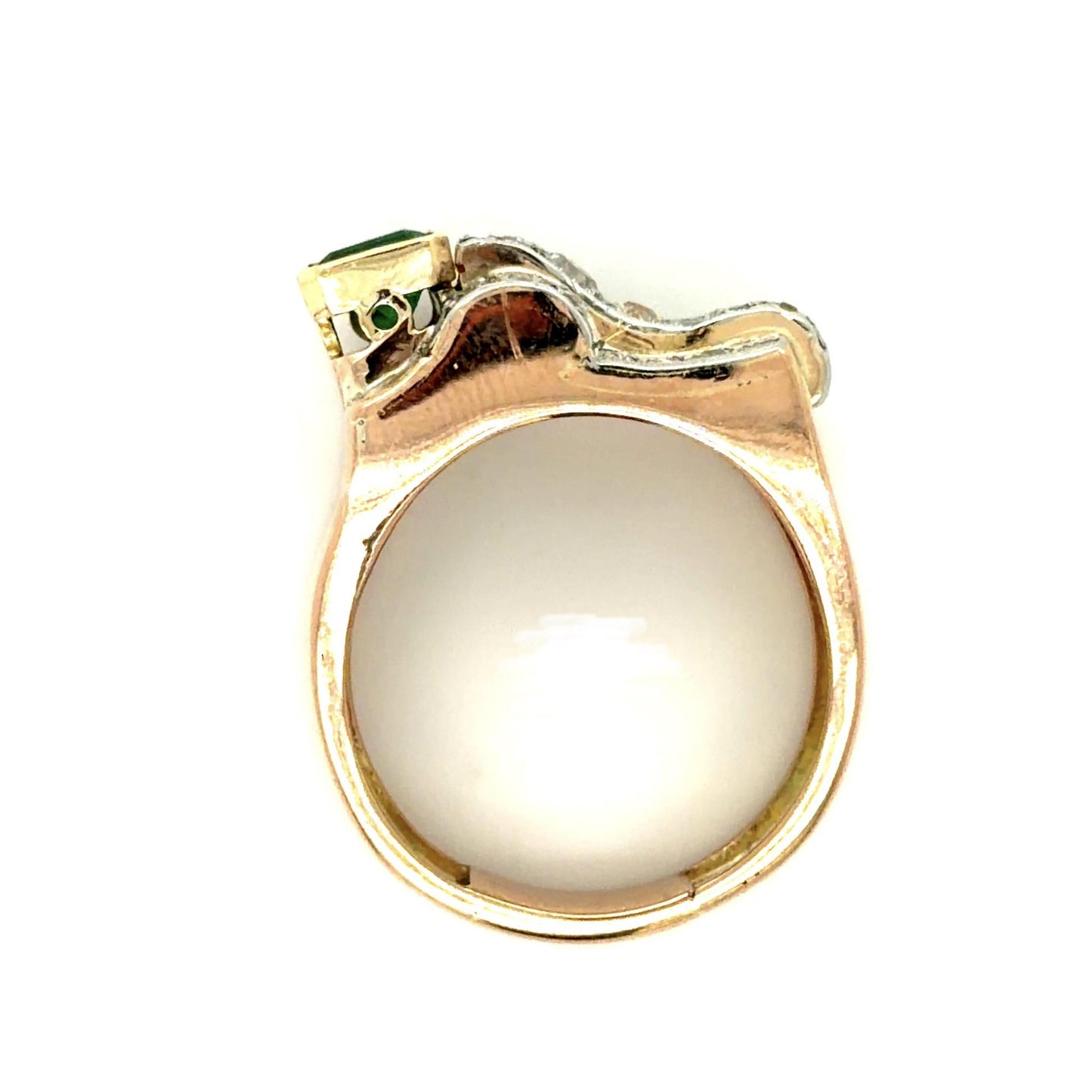Retro .56ct Emerald .60ct Diamond 18KY Ring (Vintage 1940s)