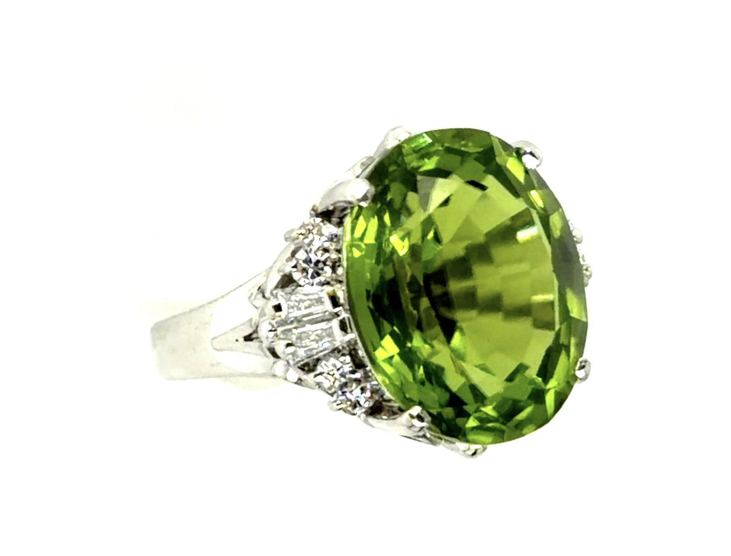 9.51ct Peridot .38ct Diamond PT Ring