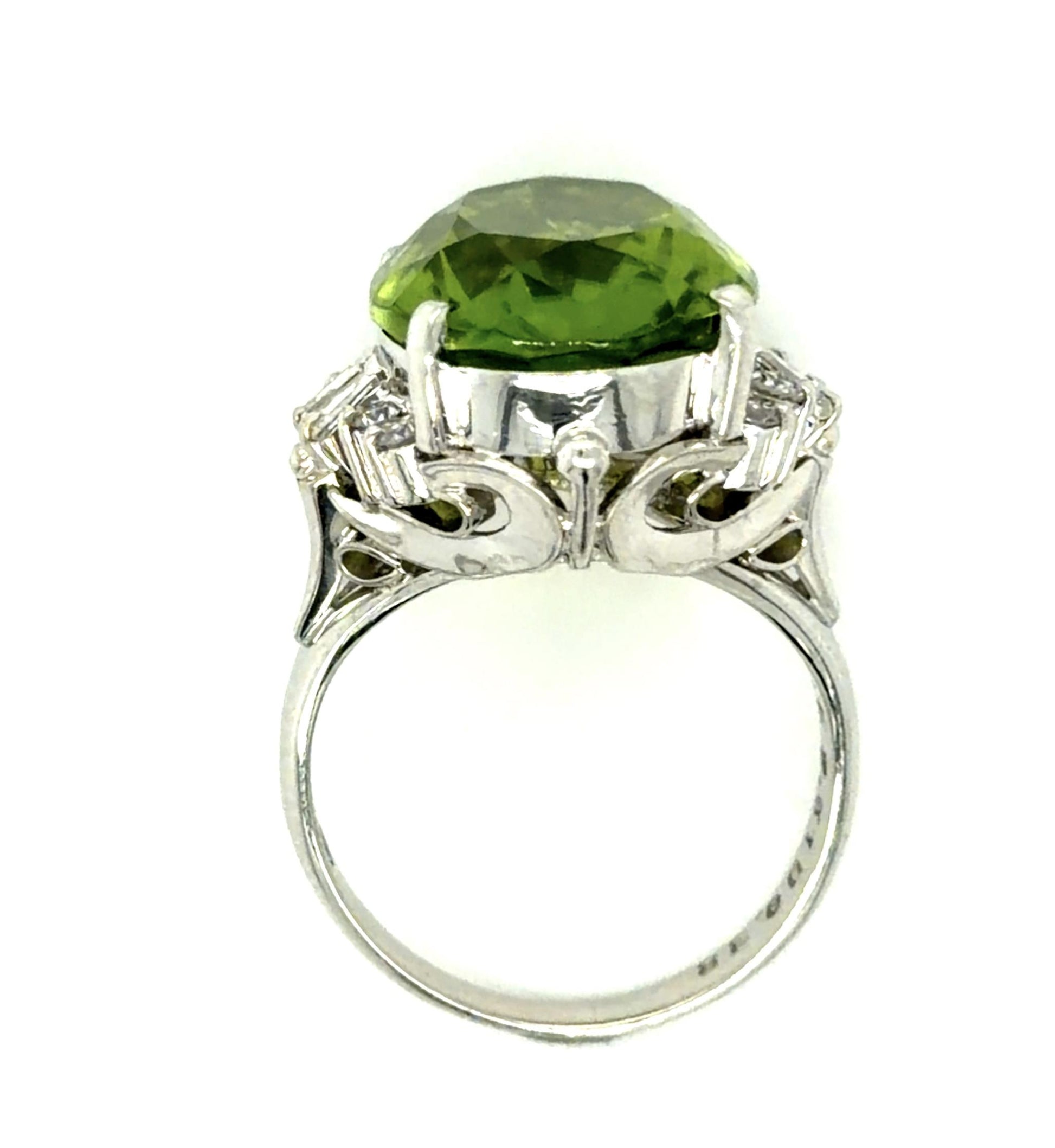 9.51ct Peridot .38ct Diamond PT Ring