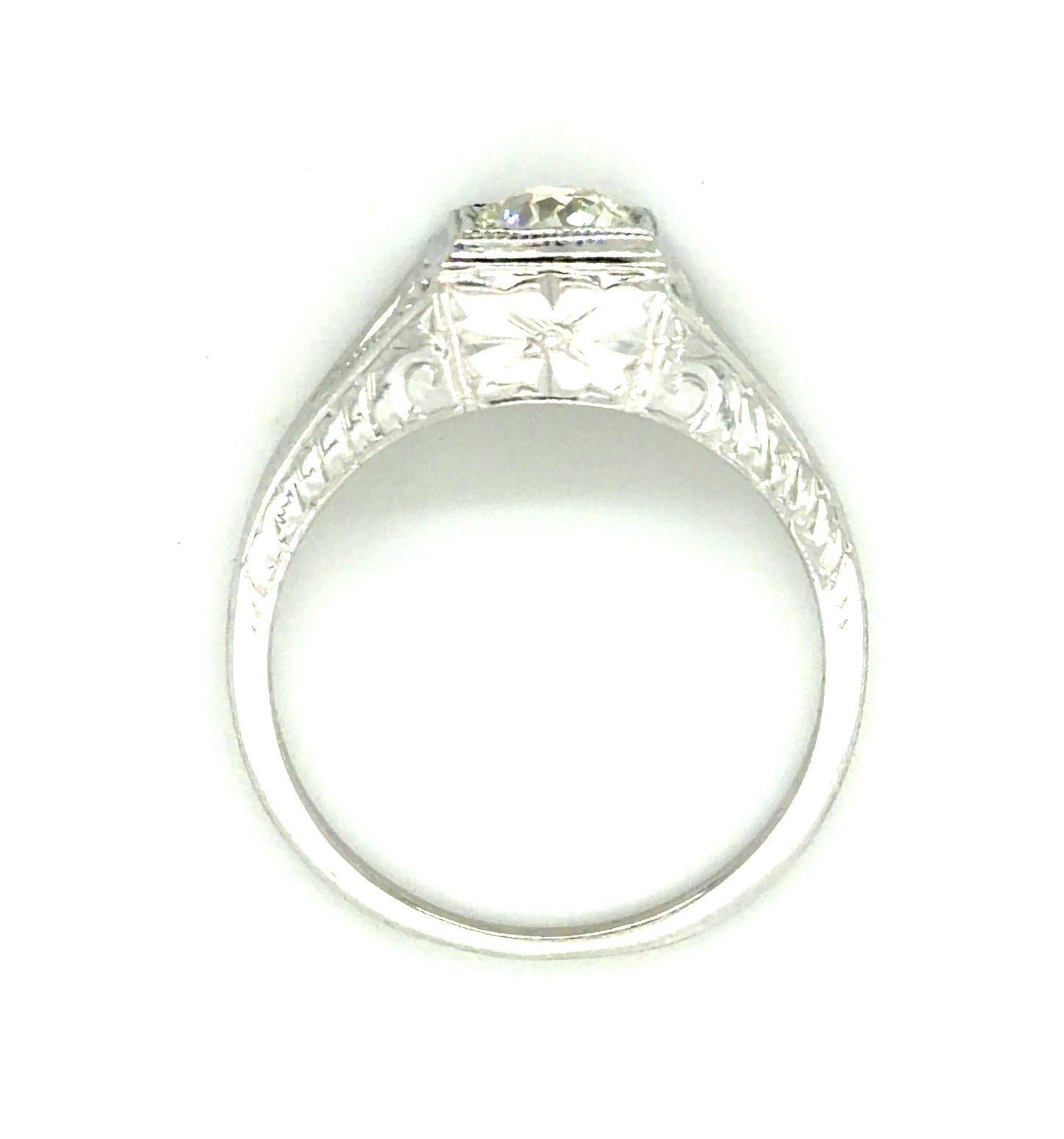 Original Art Deco .53ct Old European Diamond 18KW Ring (Vintage 1930s)