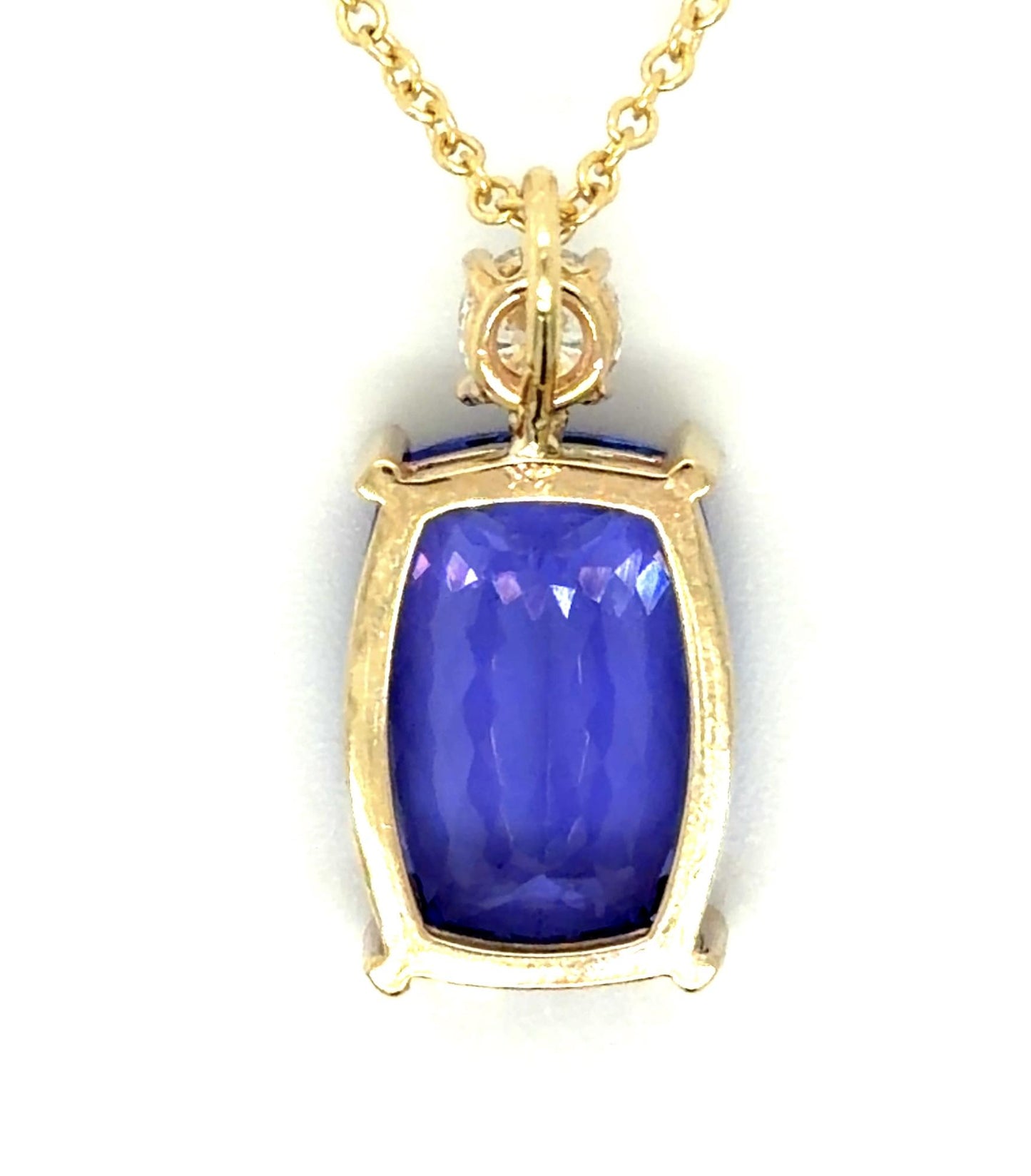 6.36ct Tanzanite .25ct Diamond 14KY Pendant