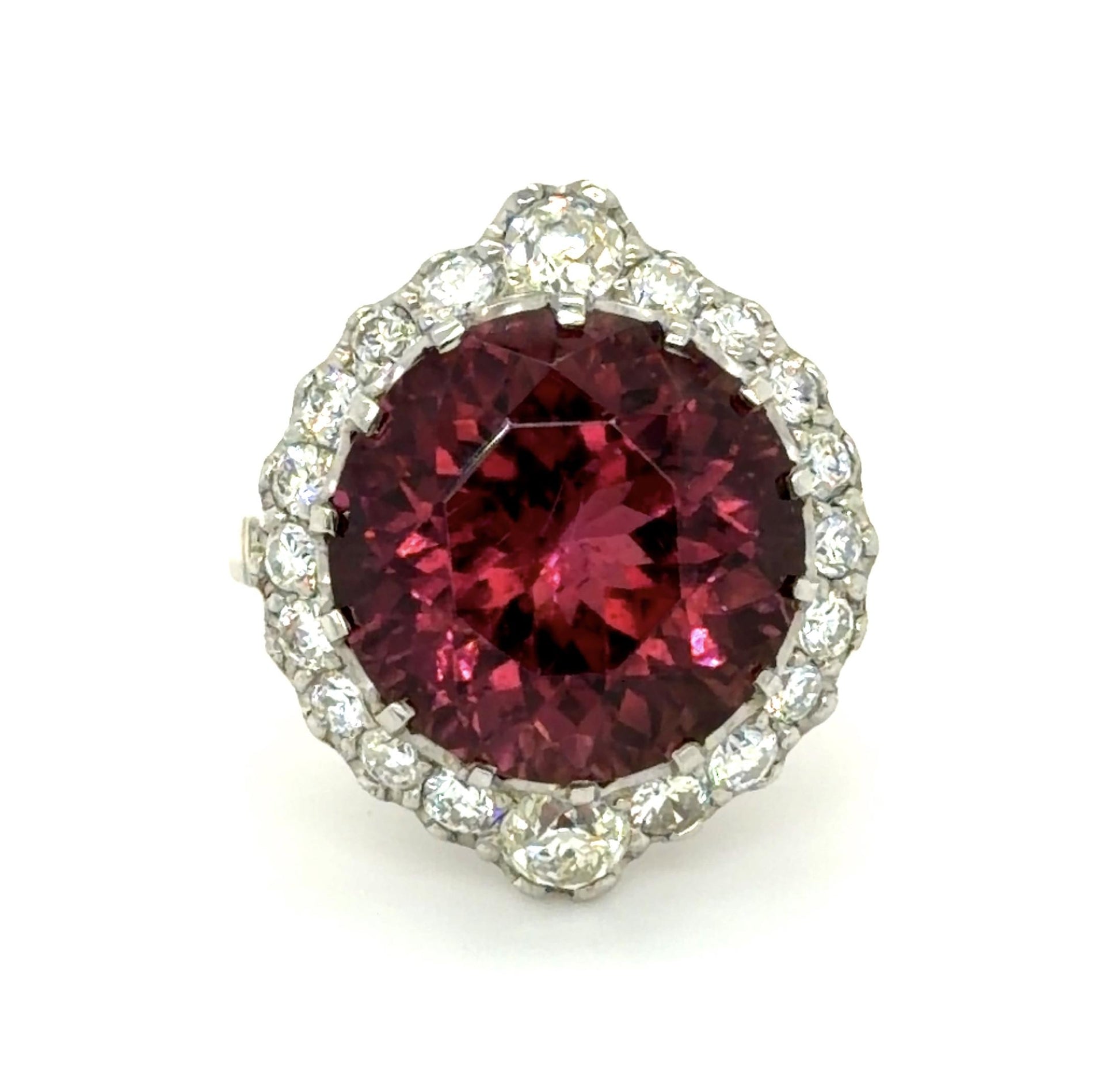 10ct Purplish Pink Tourmaline 1.40ct Diamond PT Handmade Ring