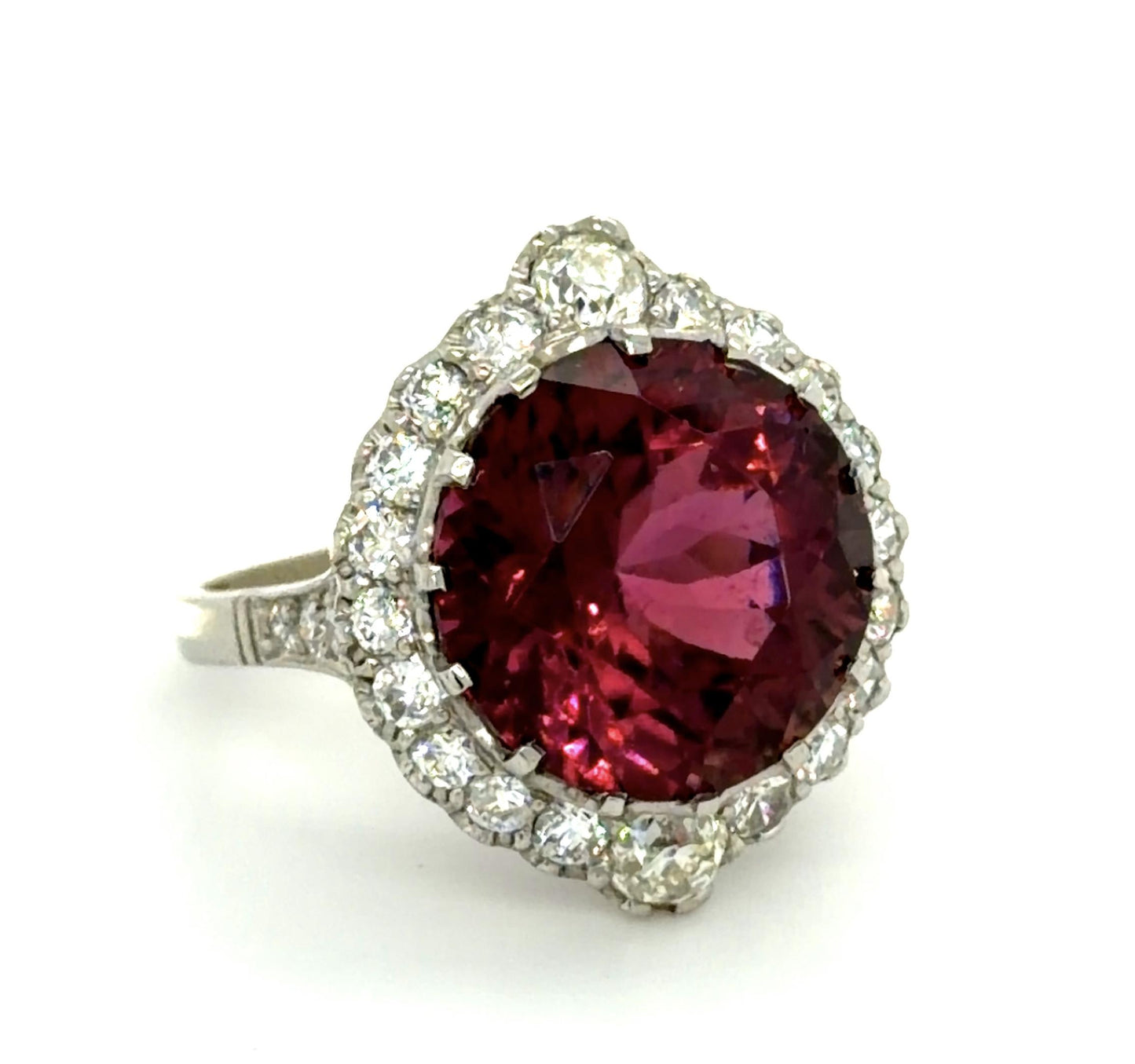 10ct Purplish Pink Tourmaline 1.40ct Diamond PT Handmade Ring