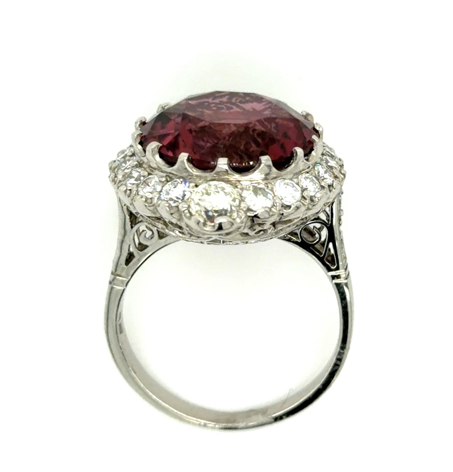 10ct Purplish Pink Tourmaline 1.40ct Diamond PT Handmade Ring