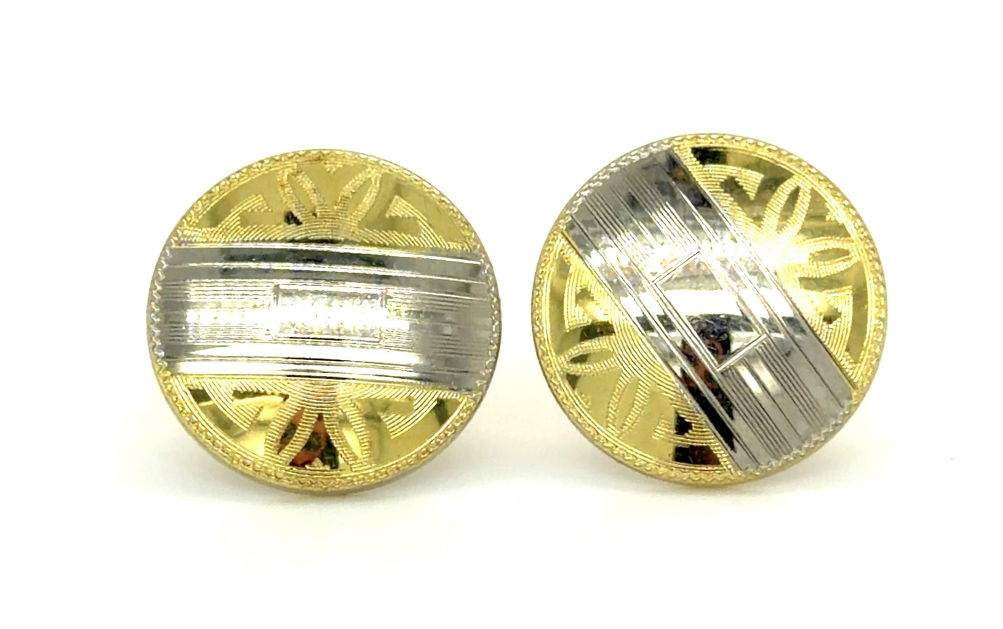Art Deco 10K 2 Tone Stud Earrings (Vintage 1930s)