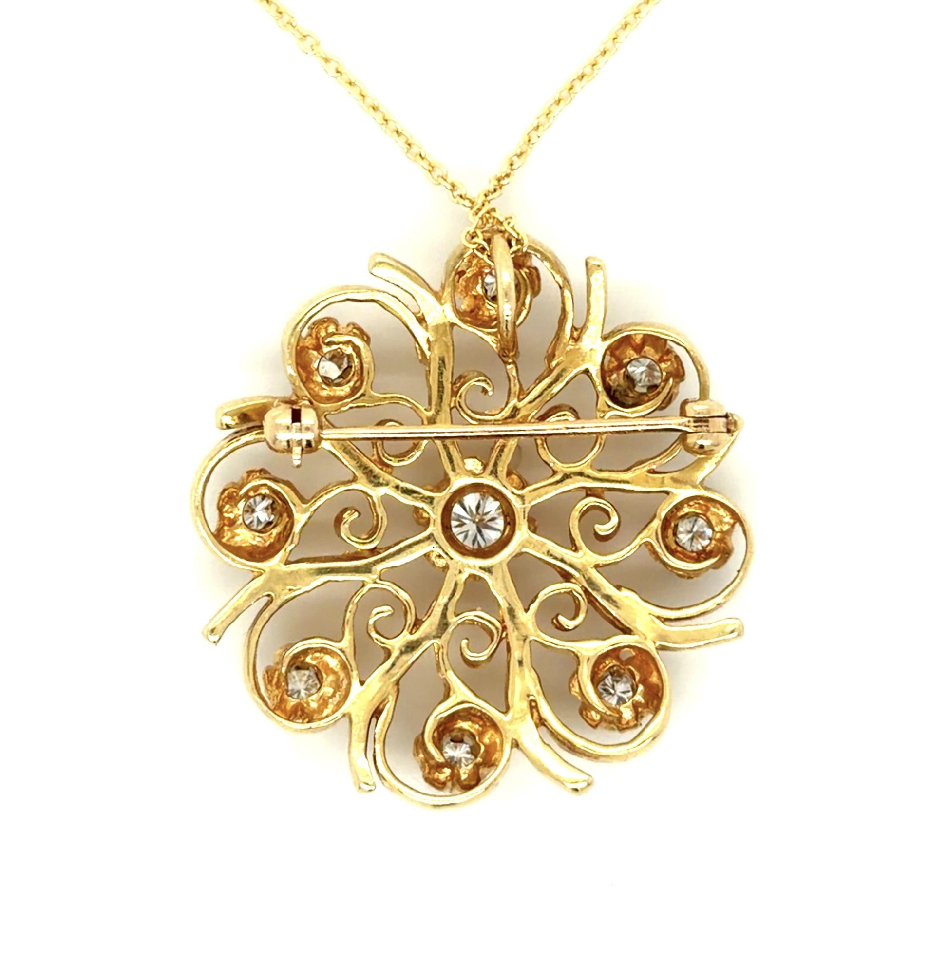 .40ct Center Diamond 14KY Pendant Brooch (Vintage 1960s) .70ct SD