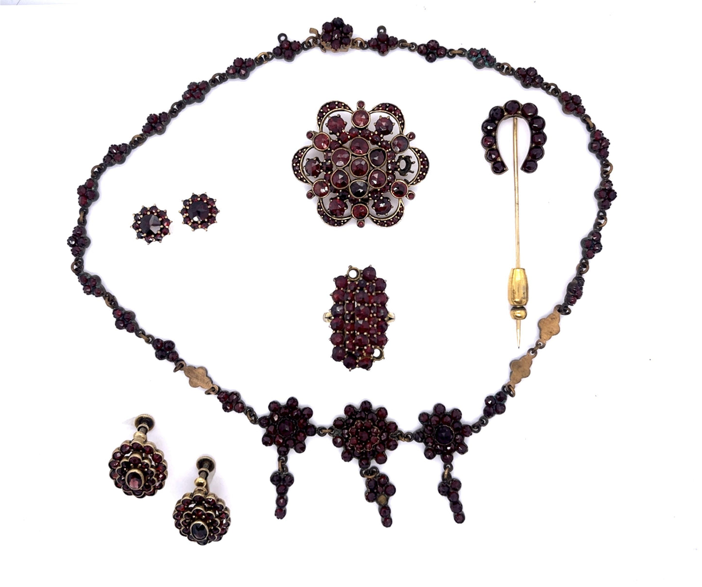 Original Victorian Rose-cut Garnet Parure Set (Antique 1870s - Grand Period)