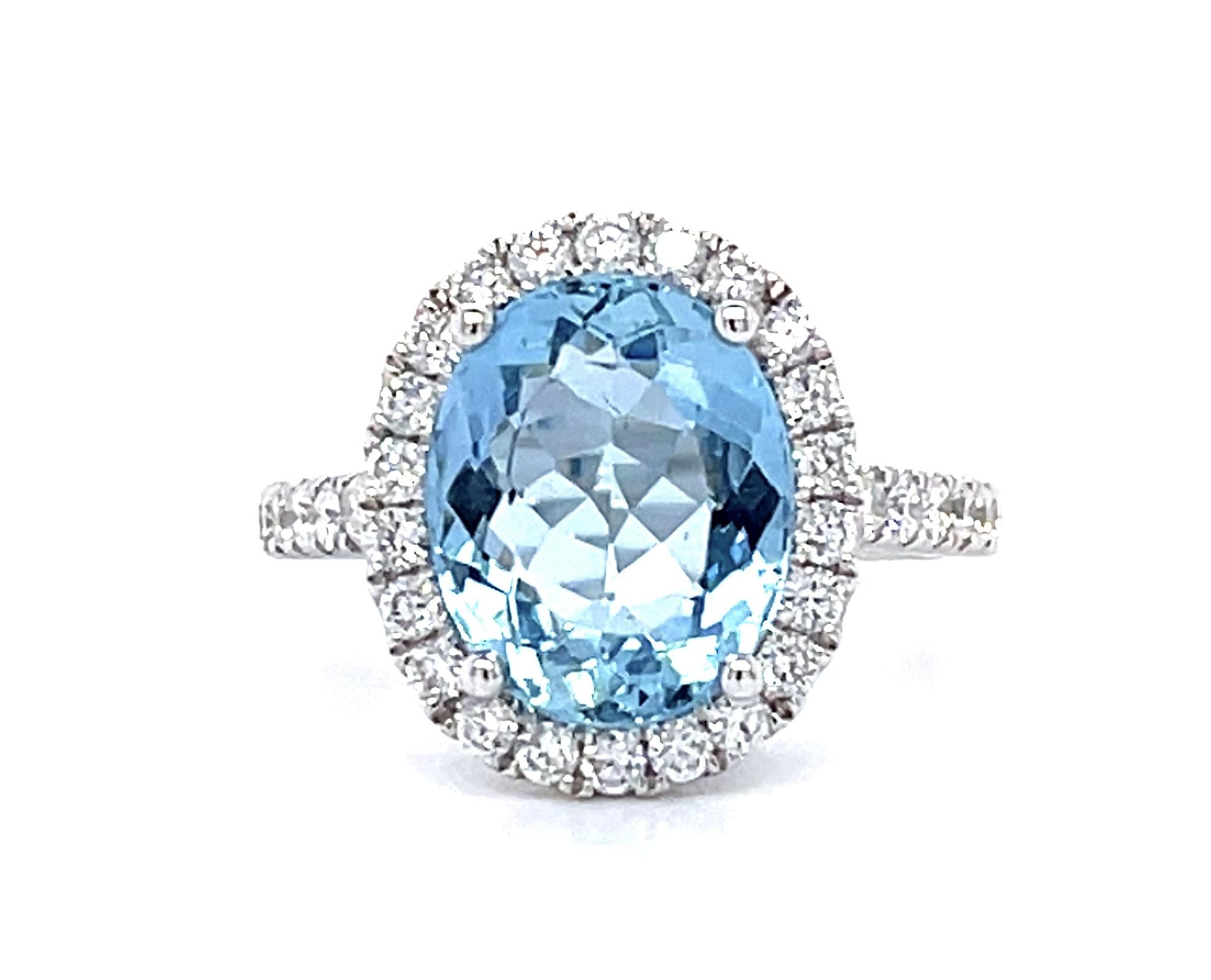 3.65ct Aquamarine .67ct Diamond 18KW Ring