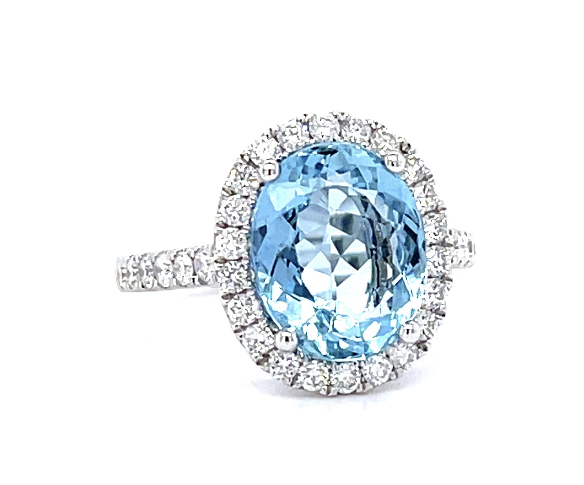3.65ct Aquamarine .67ct Diamond 18KW Ring