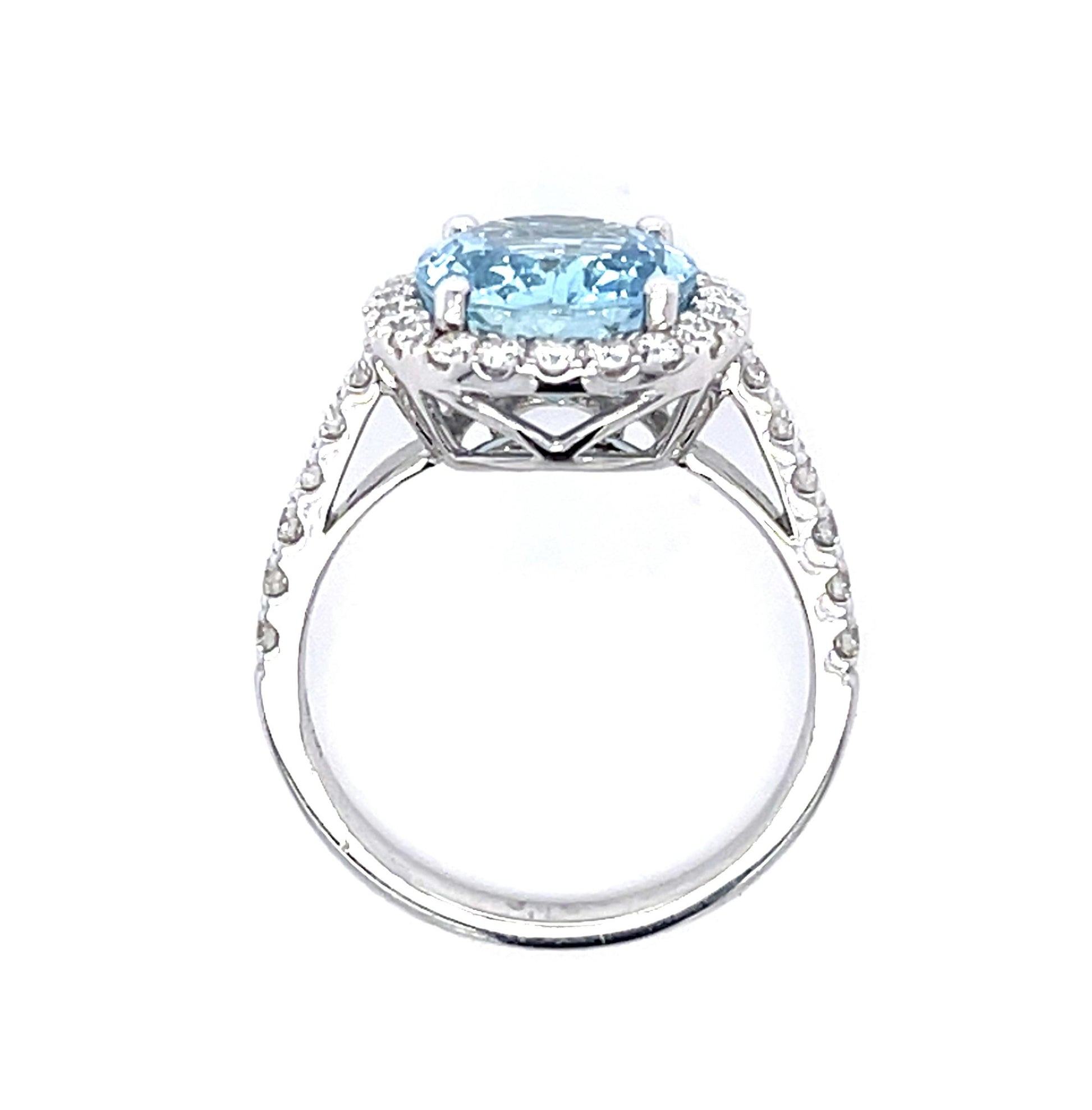 3.65ct Aquamarine .67ct Diamond 18KW Ring