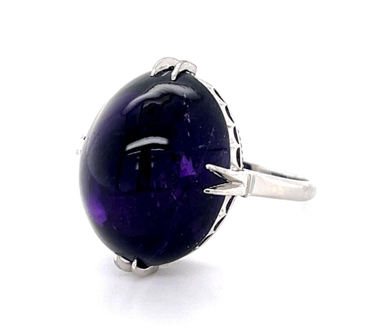 Original Art Deco 16ct Cabochon Amethyst Ring (Vintage 1930s)