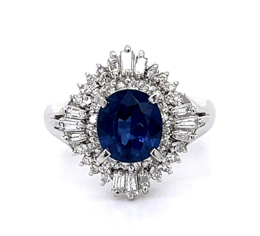 1.59ct Sapphire .53ct Diamond PT Ring