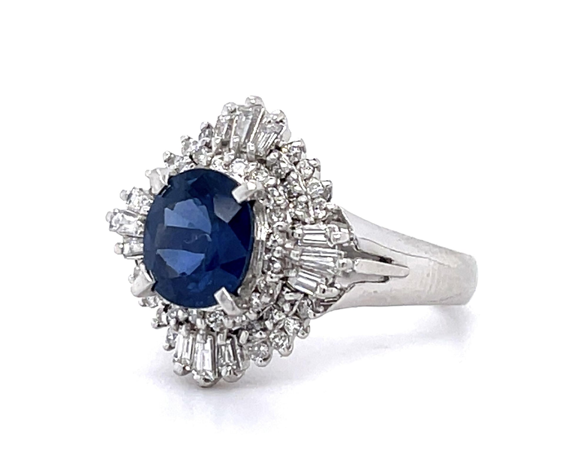 1.59ct Sapphire .53ct Diamond PT Ring