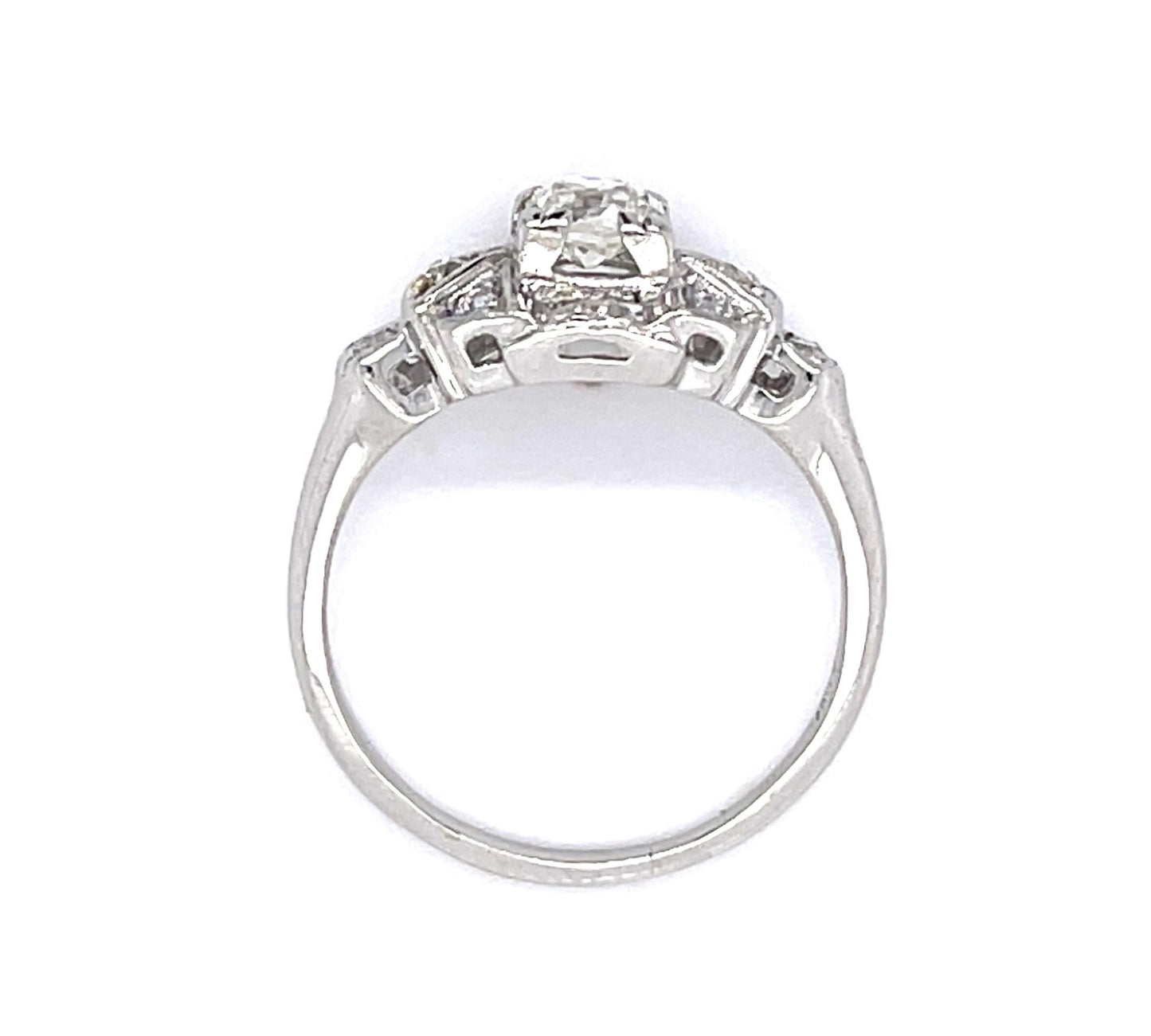 Art Deco .45ct Old European Center Diamond PT Ring (Vintage 1930s) .20ct SD