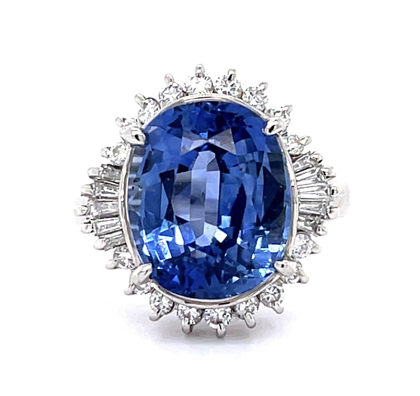 8.60ct Sri Lanka Heated Sapphire .51ct Diamond PT Ring 8.68g 5 Size GIA 62341232