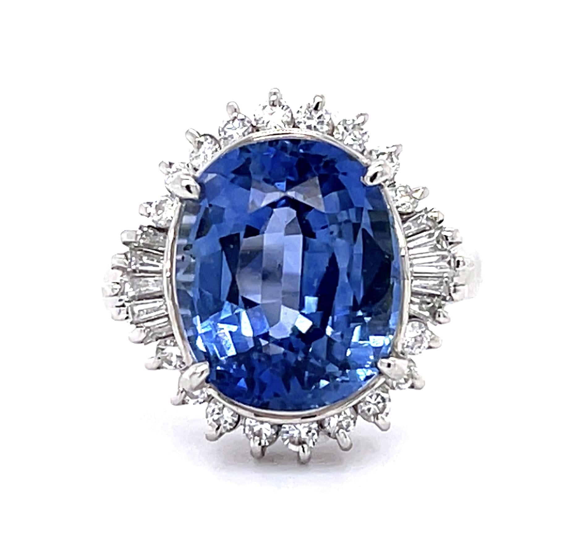 8.60ct Sri Lanka Heated Sapphire .51ct Diamond PT Ring 8.68g 5 Size GIA 62341232