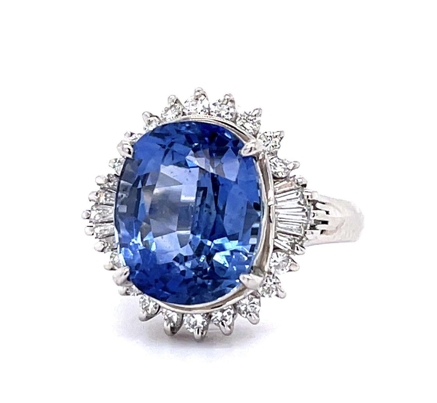 8.60ct Sri Lanka Heated Sapphire .51ct Diamond PT Ring 8.68g 5 Size GIA 62341232