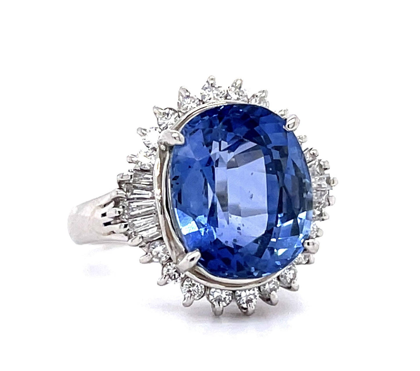 8.60ct Sri Lanka Heated Sapphire .51ct Diamond PT Ring 8.68g 5 Size GIA 62341232