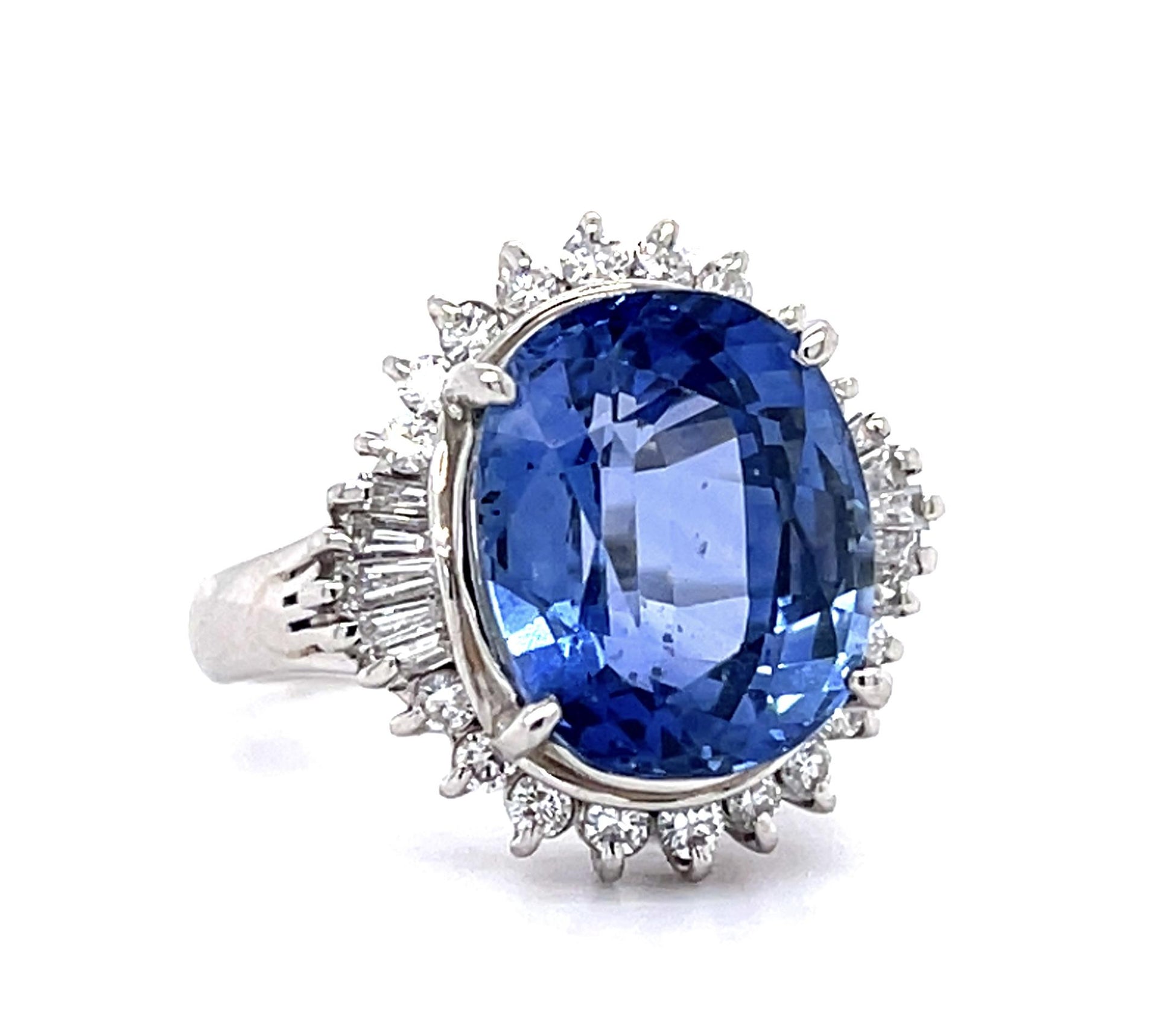 8.60ct Sri Lanka Heated Sapphire .51ct Diamond PT Ring 8.68g 5 Size GIA 62341232