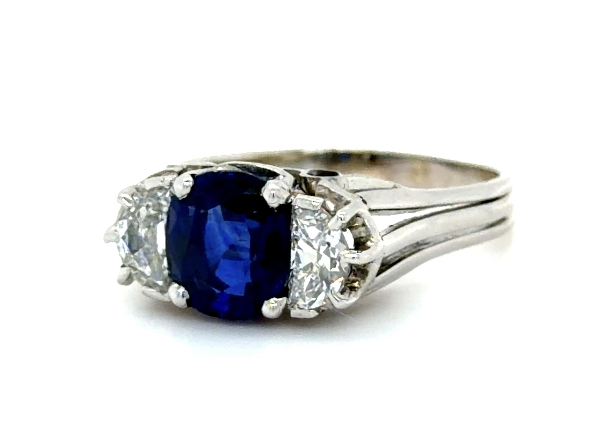 1.72ct Cambodian No Heat Sapphire & 0.30ctw Diamond PT Ring