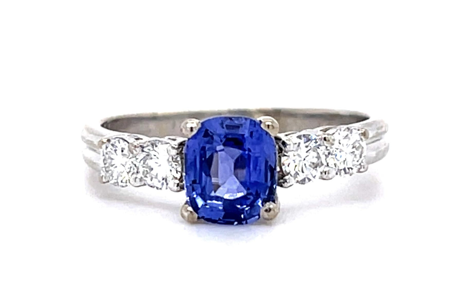 1.38ct Sapphire .56ct Diamond 18KW Ring