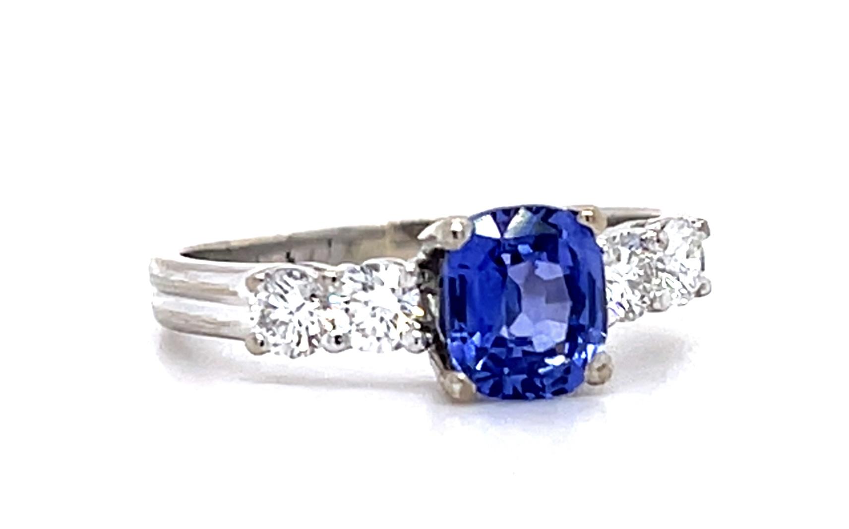 1.38ct Sapphire .56ct Diamond 18KW Ring