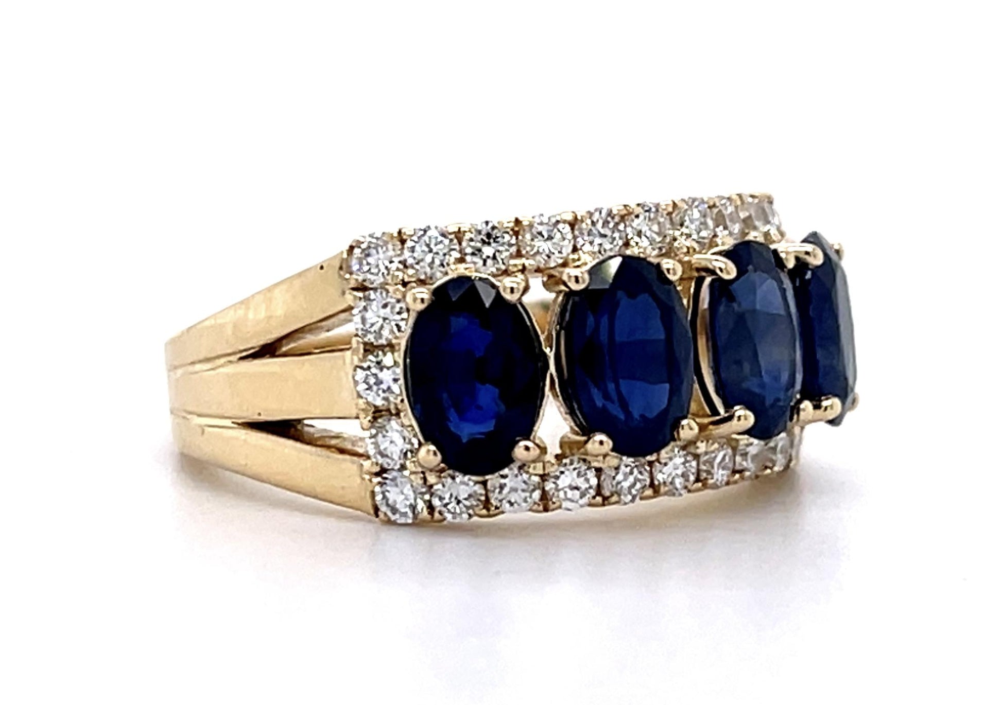 2.50ct Sapphire .51ct Diamond 14KY Ring