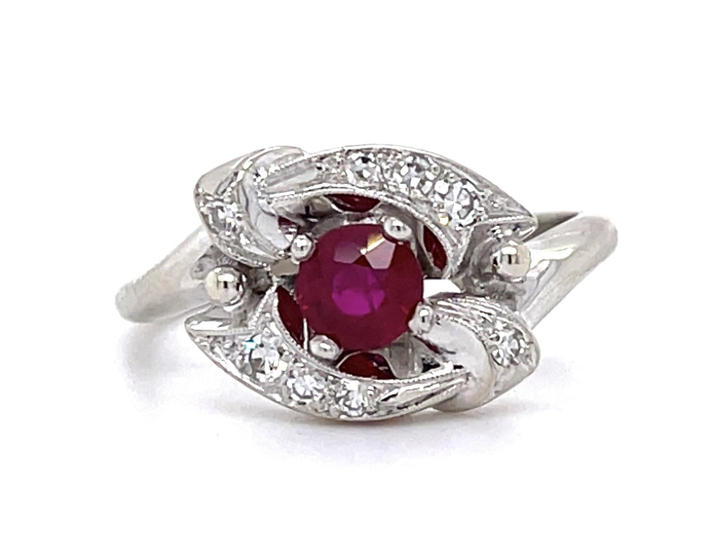 .46ct Ruby .18ct Diamond 14KW Ring (Vintage 1960s)
