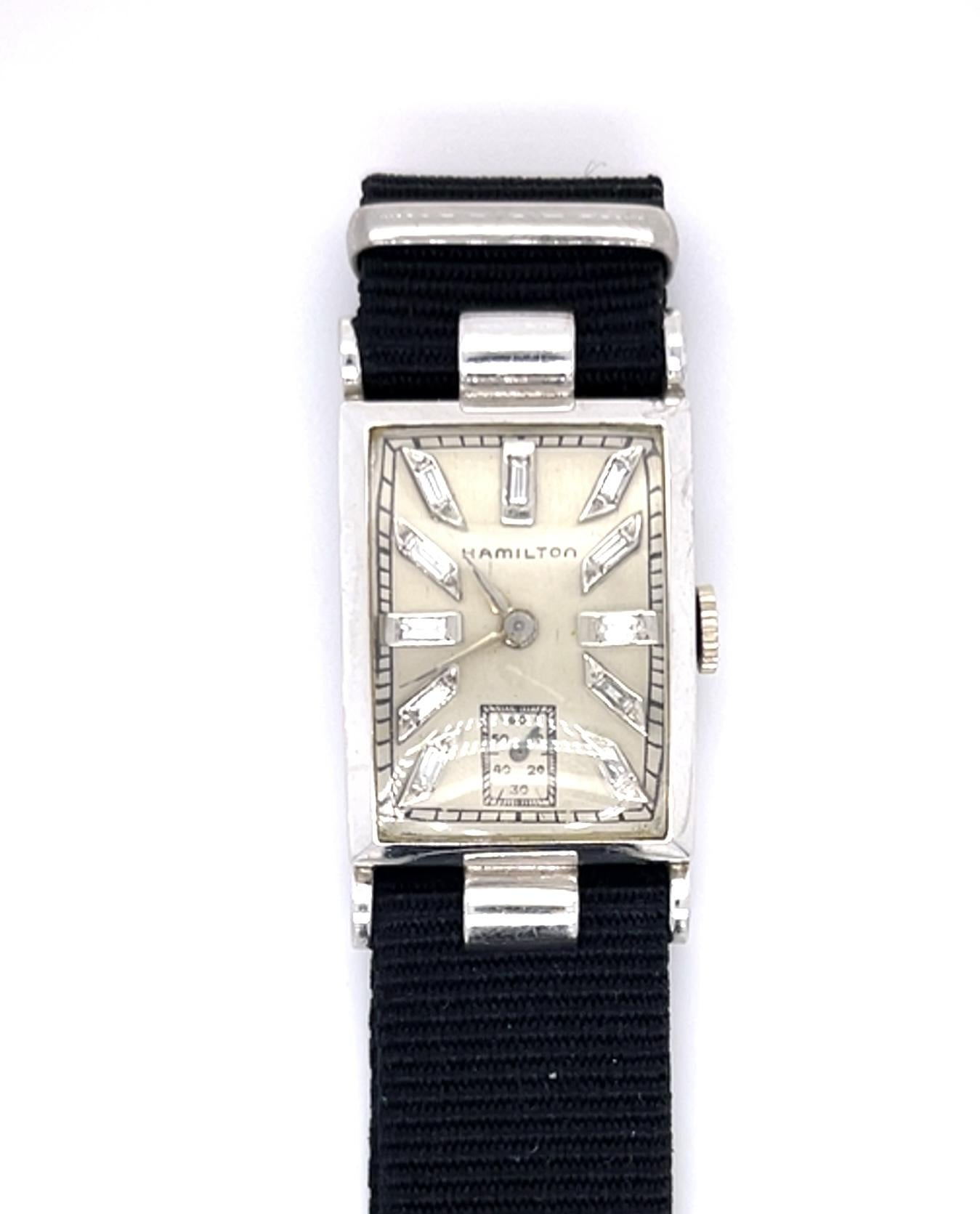 Art Deco .55ct Baguette Diamond Men's Hamilton Platinum Watch (Antique 1920s)