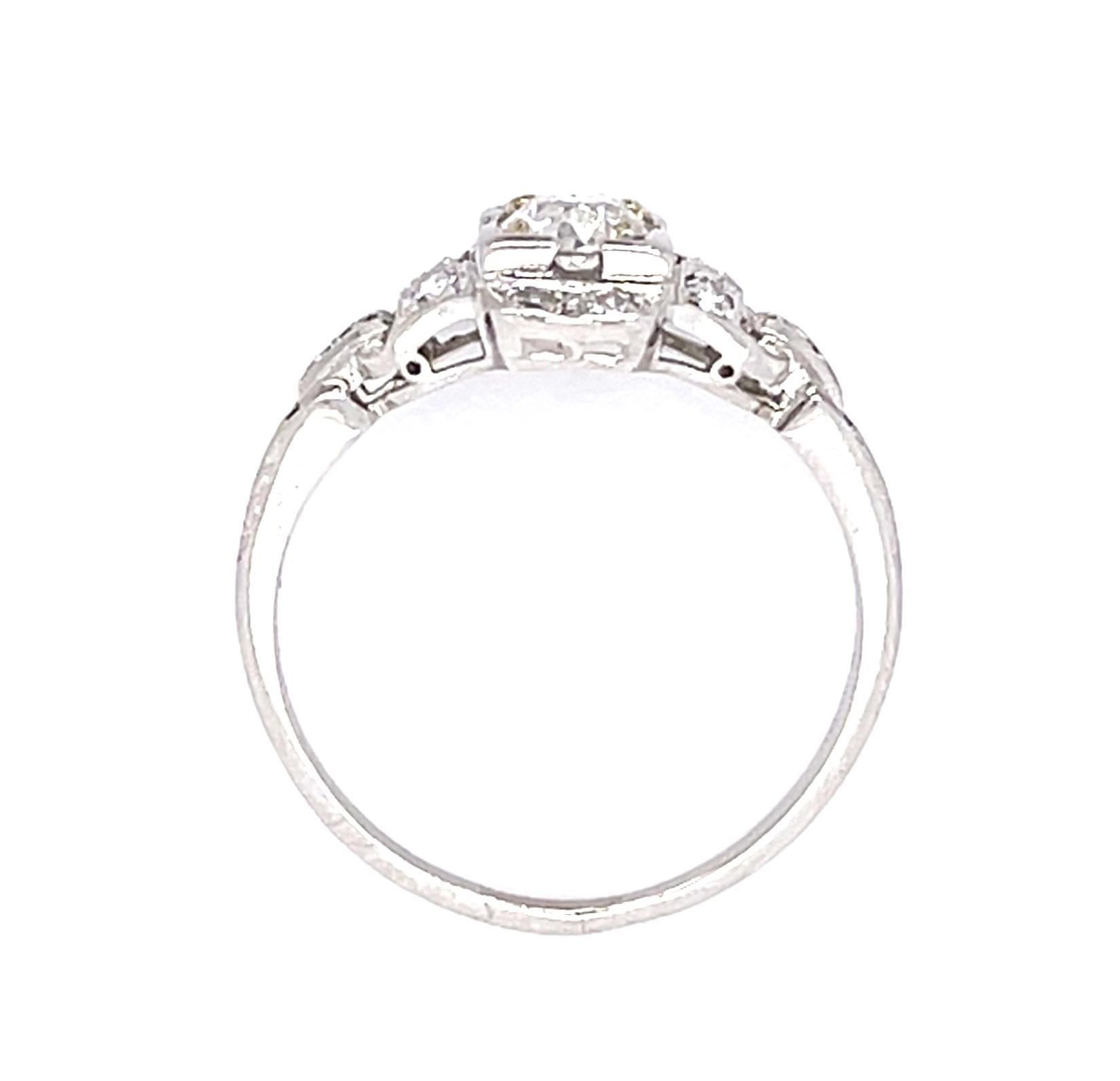 Original Art Deco .40ct Center Diamond PT Ring (Antique 1920s) .30ct Side Dia