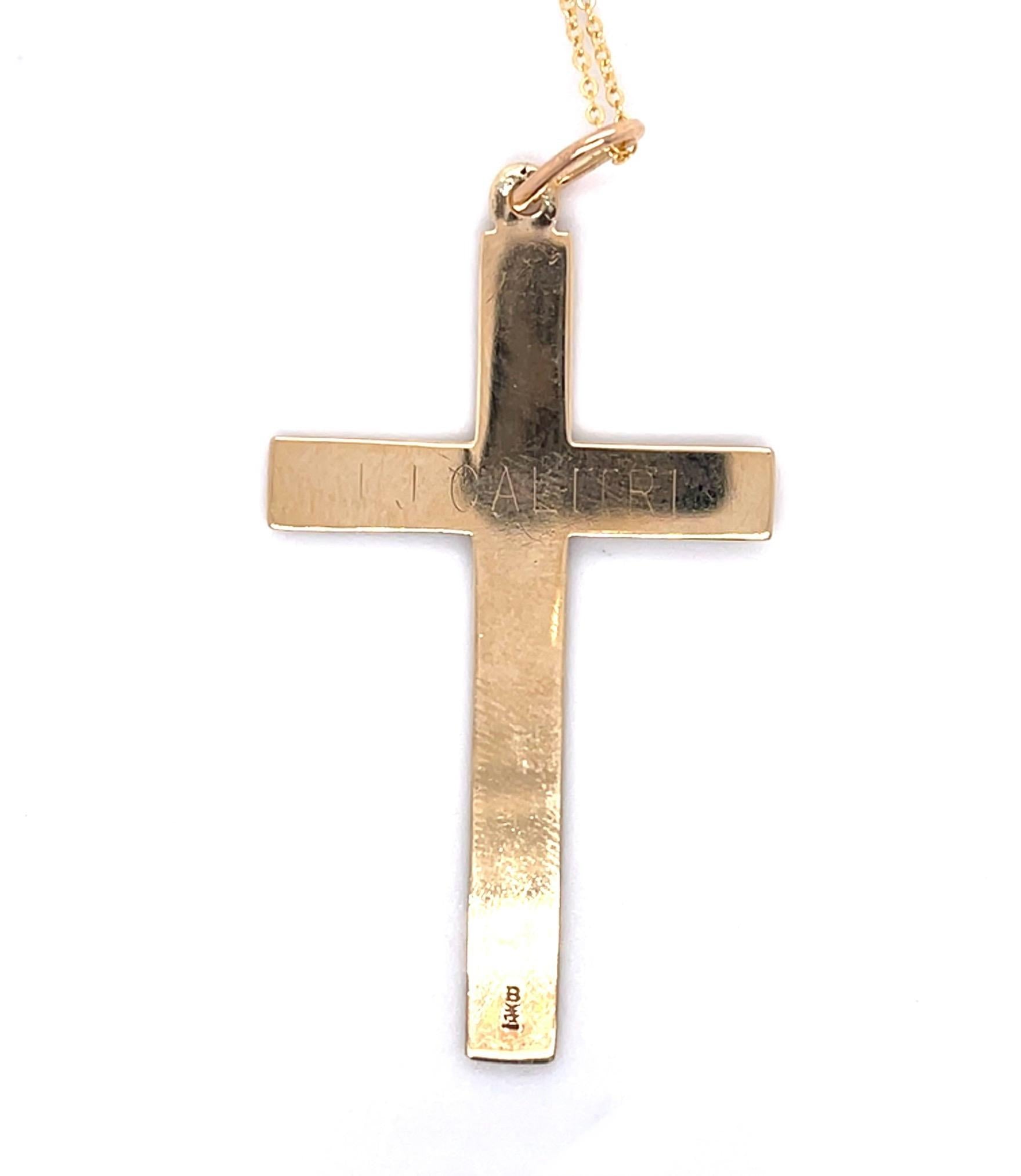 Victorian 14KY Hand Engraved Cross Pendant (Antique 1880s)