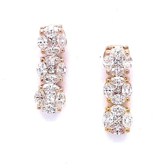 1.86ct Diamond 14KY Backs 18KY Drop Earrings