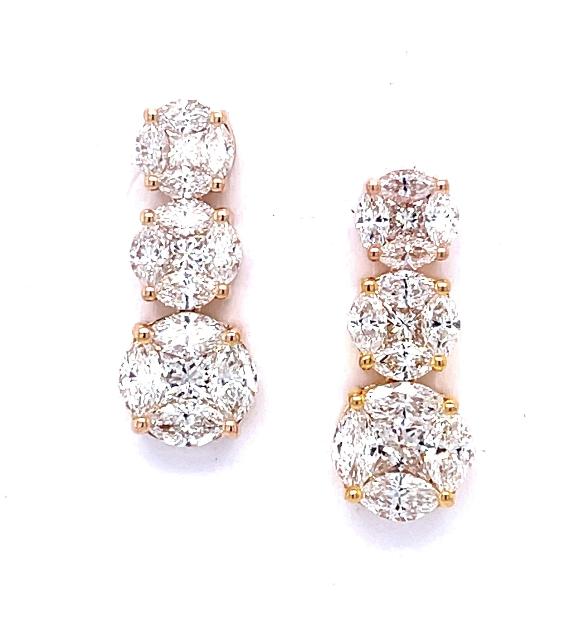 2.80ct Diamond 14KY+18KY Drop Earrings