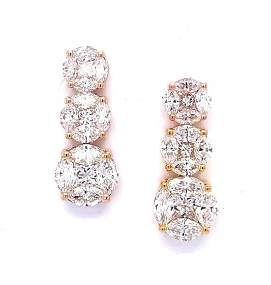 2.80ct Diamond 14KY+18KY Drop Earrings