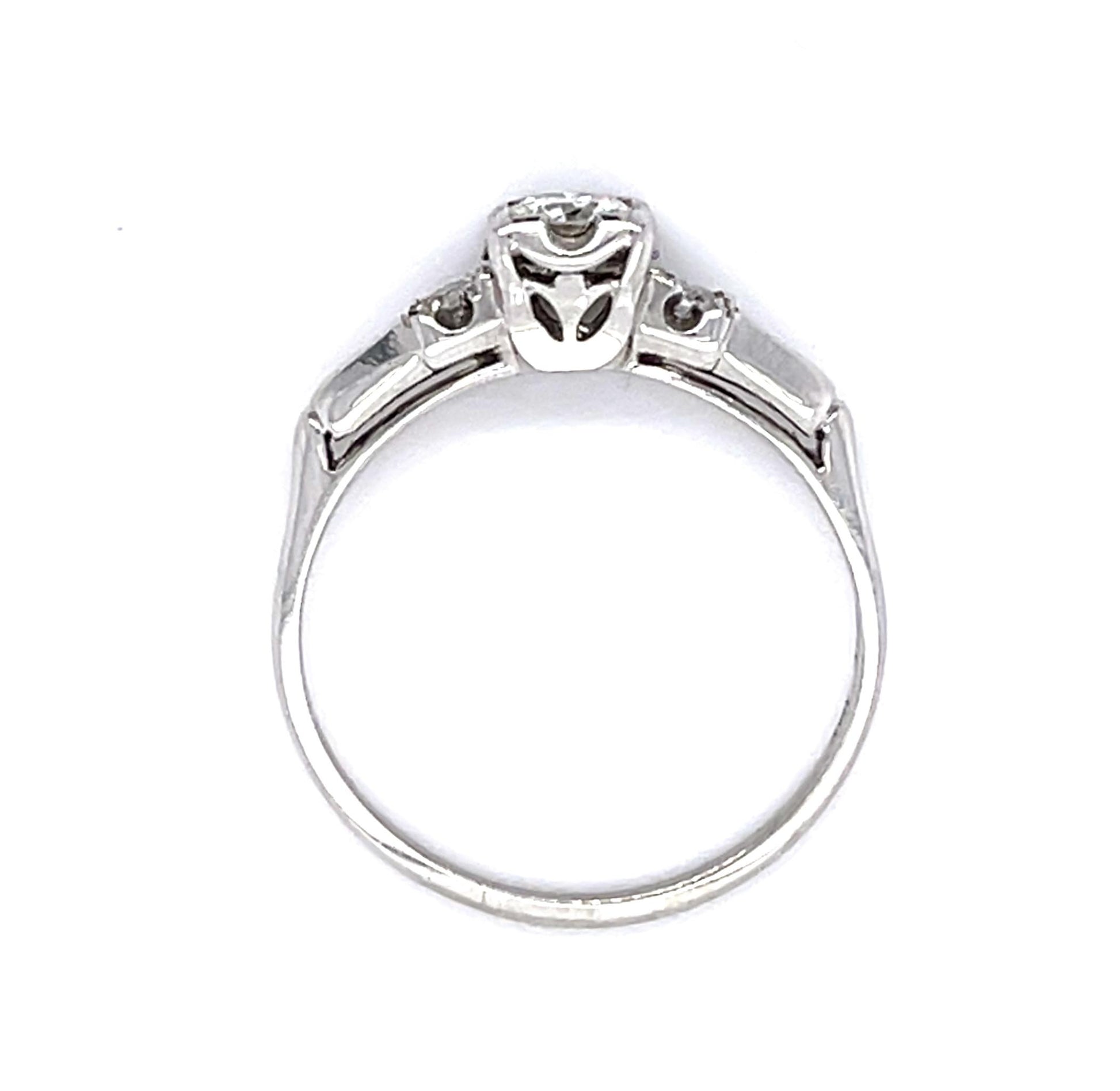 18KW Diamond Art Deco Ring 2.1gr 0.23ct(dia) Circa 1930s ESTATE  Size 6