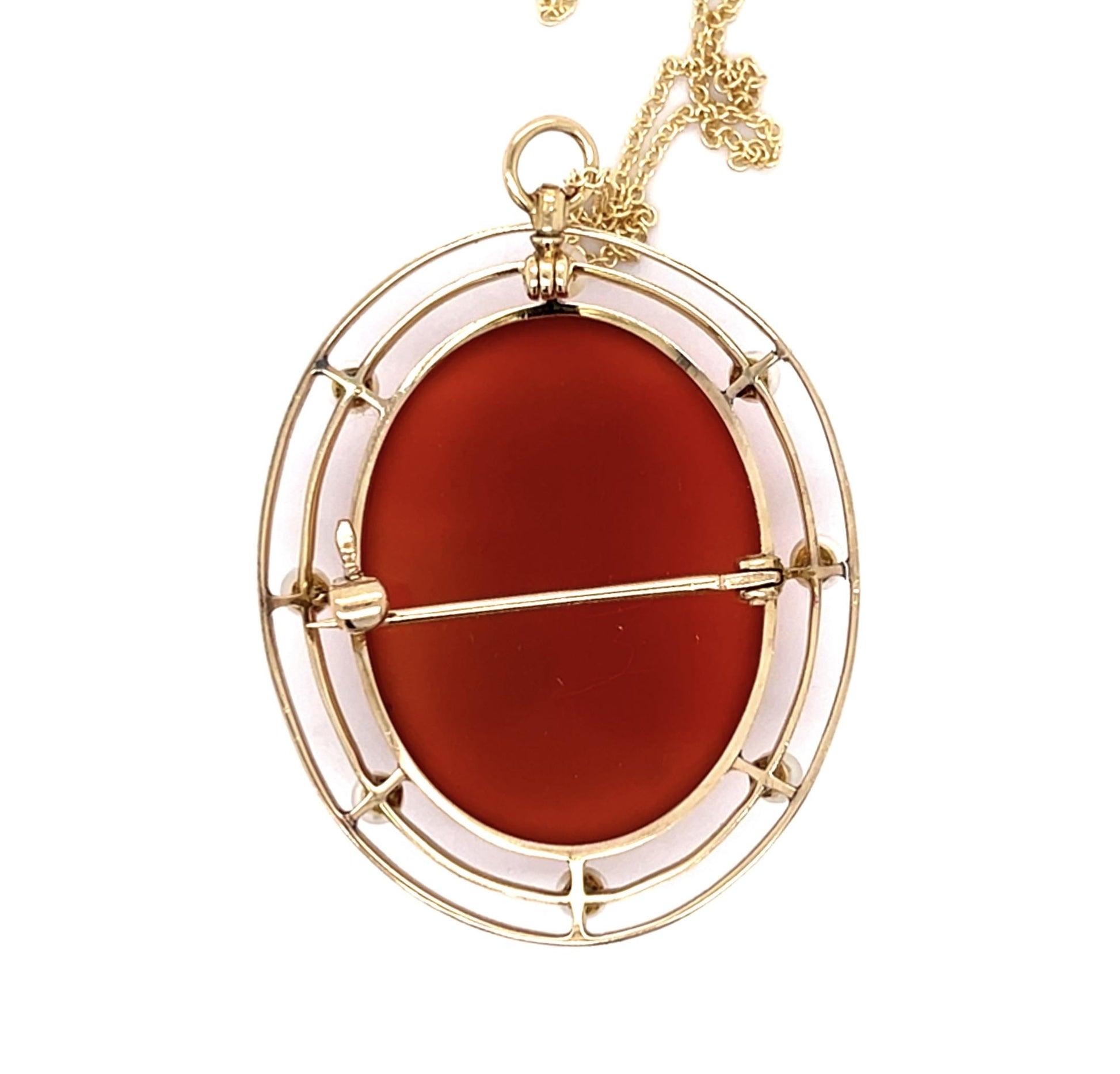 Victorian Agate Cameo 14KY Hand made Pendant Brooch