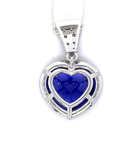Heart Shaped Tanzanite + Diamond 14KW Pendant 5.10g
