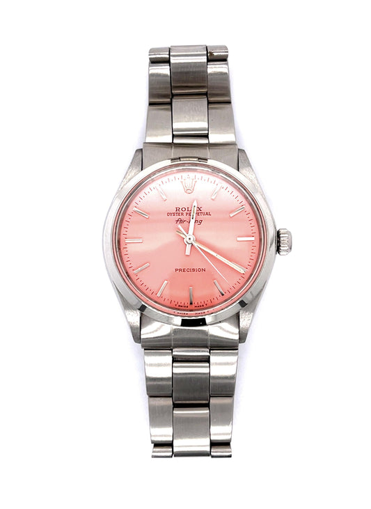 Rolex SS Airking Men's Watch (Vintage 1972) Custom Color Flamingo Pink
