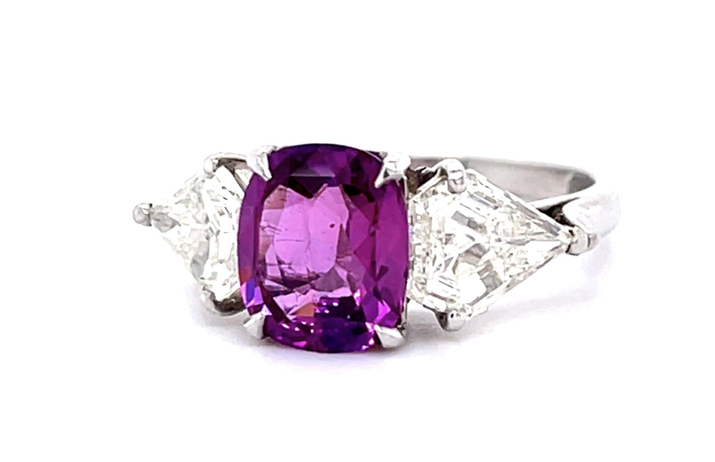 2.14ct Pink Sapphire 1.75ct Modified Pentagon/Epaulette Diamond PT Ring