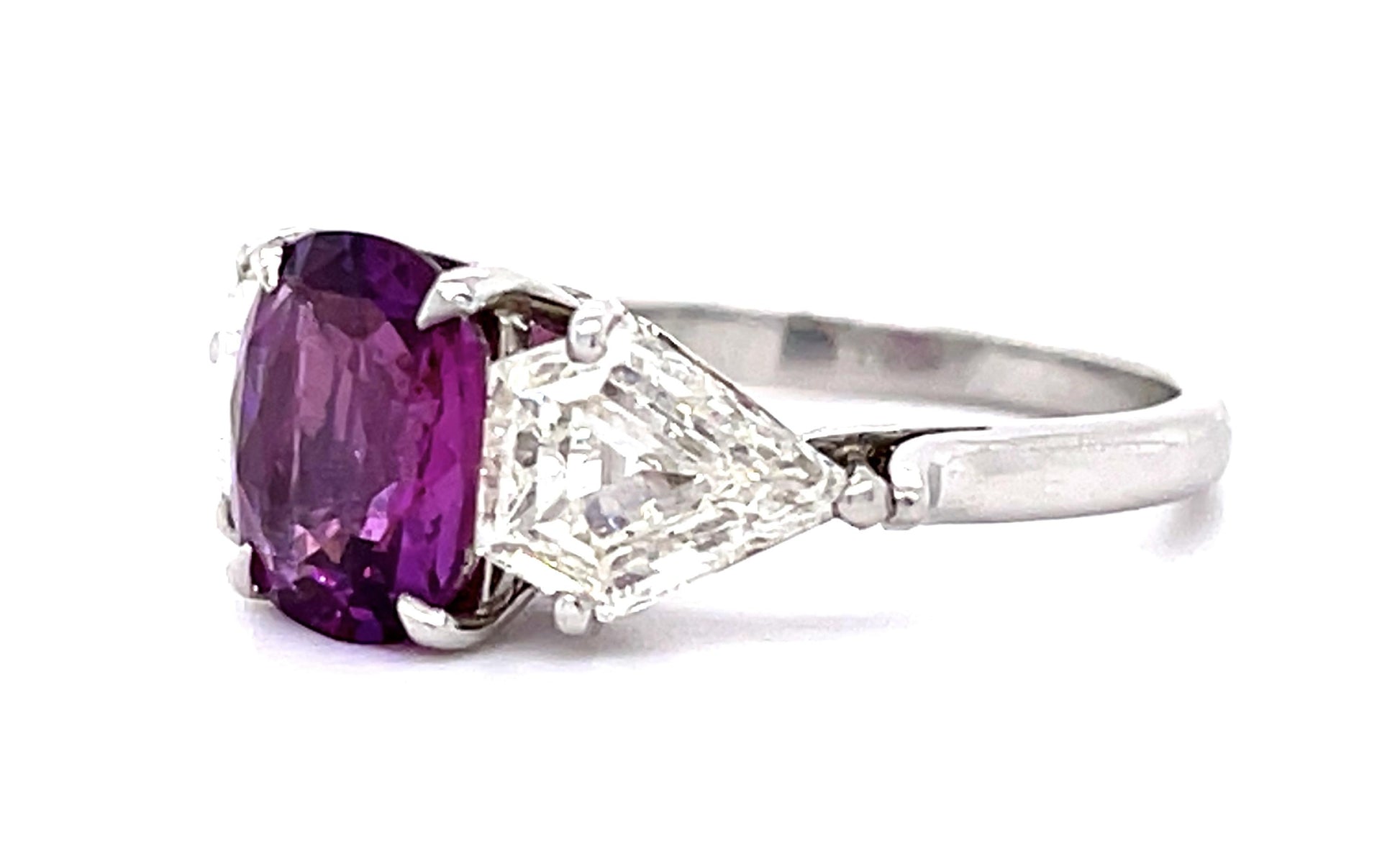 2.14ct Pink Sapphire 1.75ct Modified Pentagon/Epaulette Diamond PT Ring