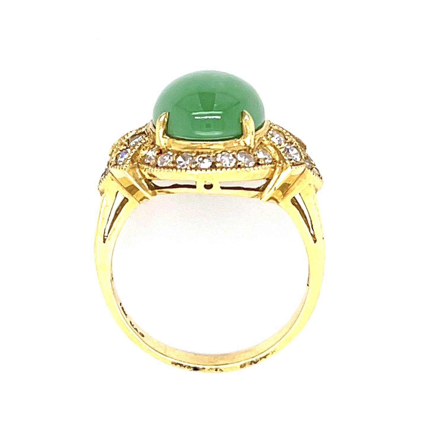 18KY Jade Burmese &  Diamond Ring 4.74ct(ja) 0.47ct twt(dia)