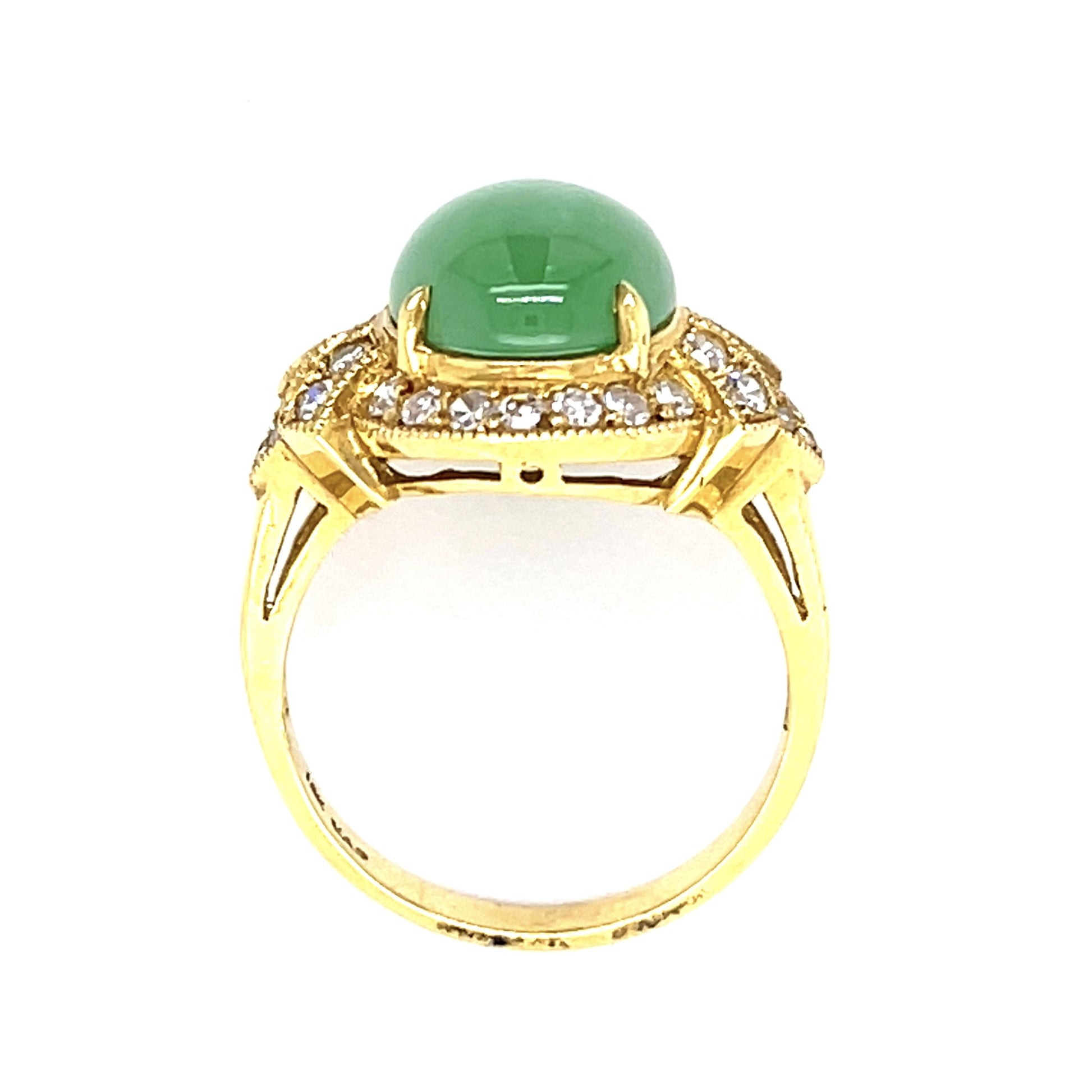 18KY Jade Burmese &  Diamond Ring 4.74ct(ja) 0.47ct twt(dia)