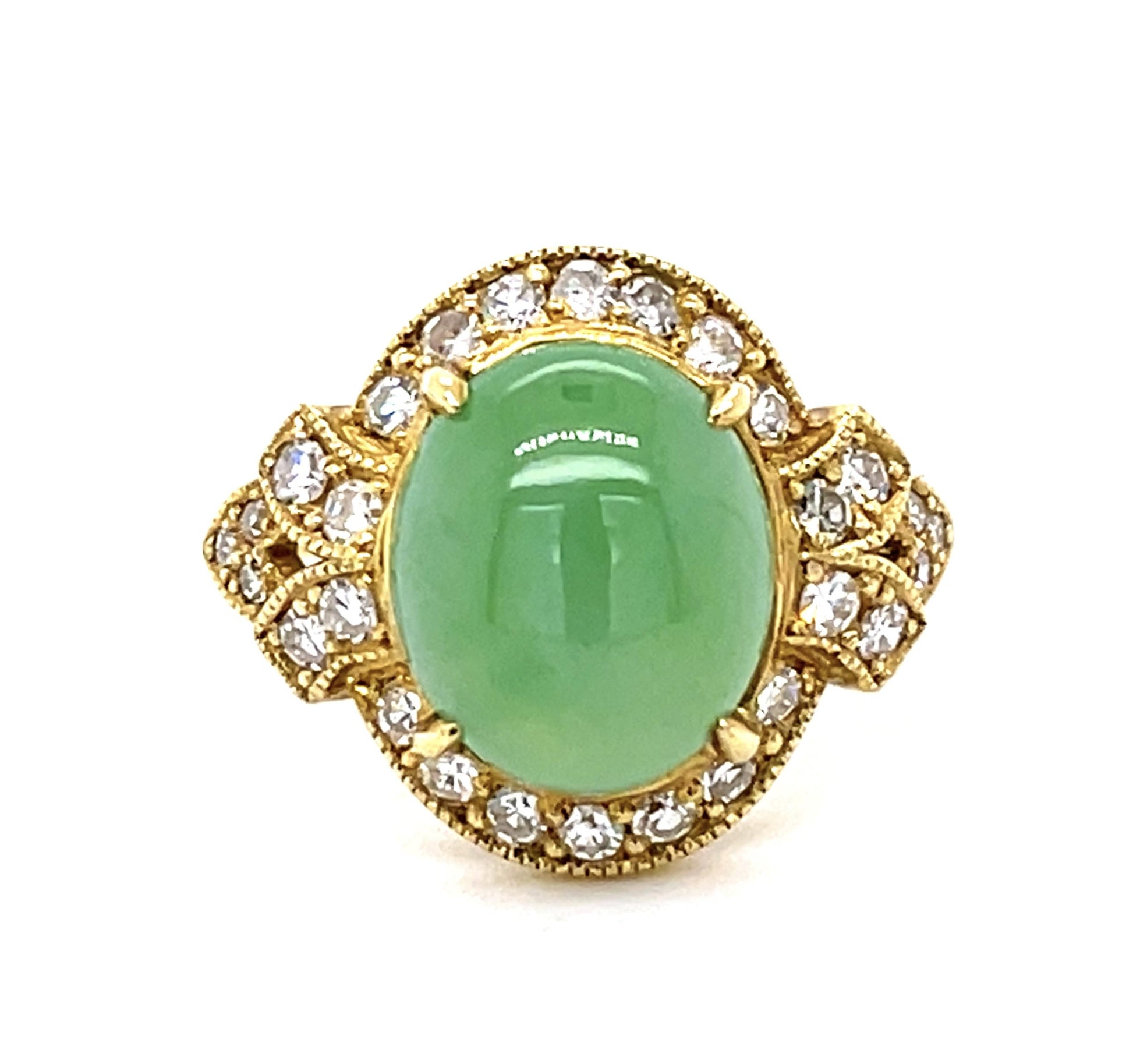 18KY Jade Burmese &  Diamond Ring 4.74ct(ja) 0.47ct twt(dia)