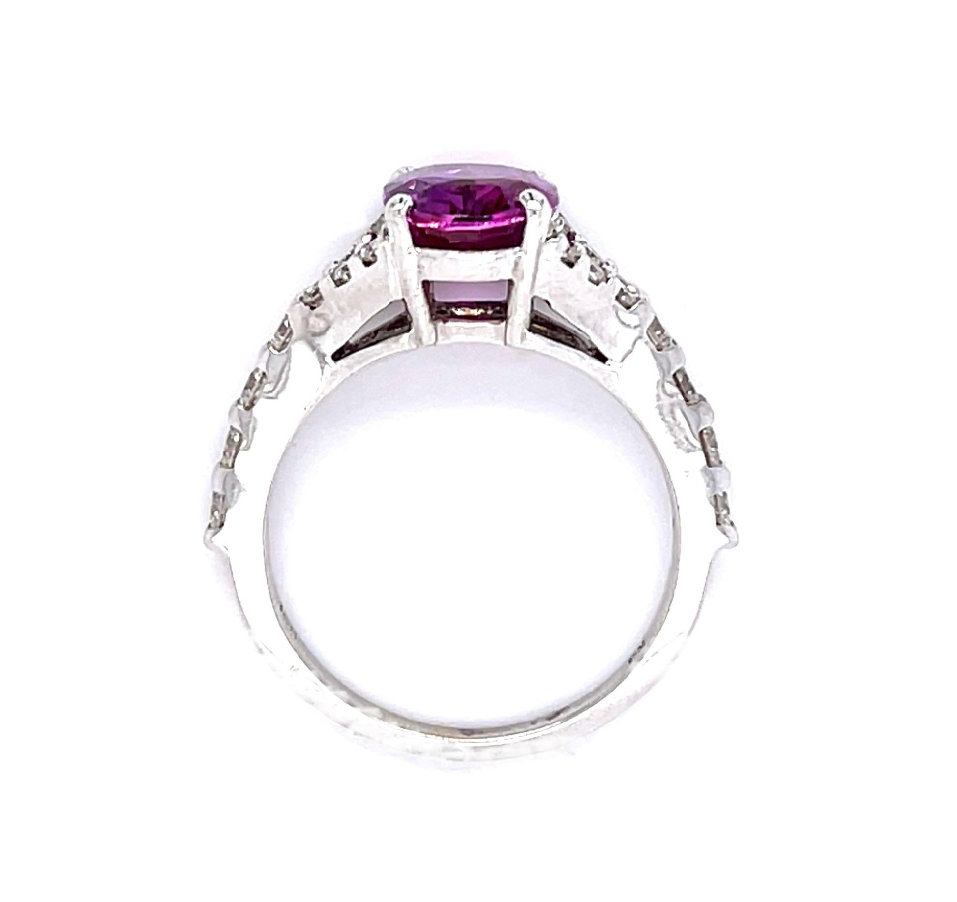 18KW Pink Sapphire &  Diamond Ring 2.52ct(sap) 0.84ct twt(dia) 5g ESTATE  Size 7