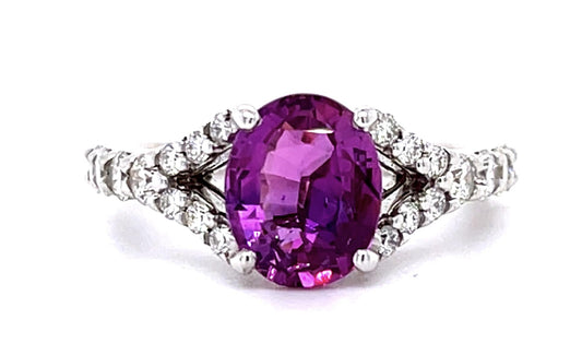 18KW Pink Sapphire &  Diamond Ring 2.52ct(sap) 0.84ct twt(dia) 5g ESTATE  Size 7