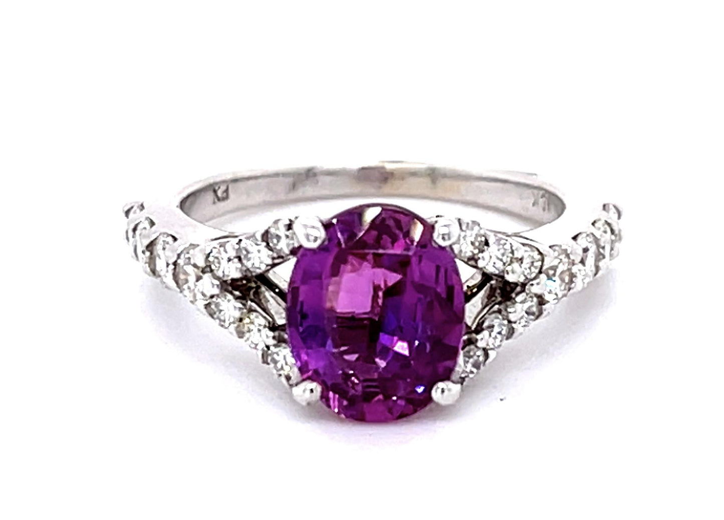 18KW Pink Sapphire &  Diamond Ring 2.52ct(sap) 0.84ct twt(dia) 5g ESTATE  Size 7