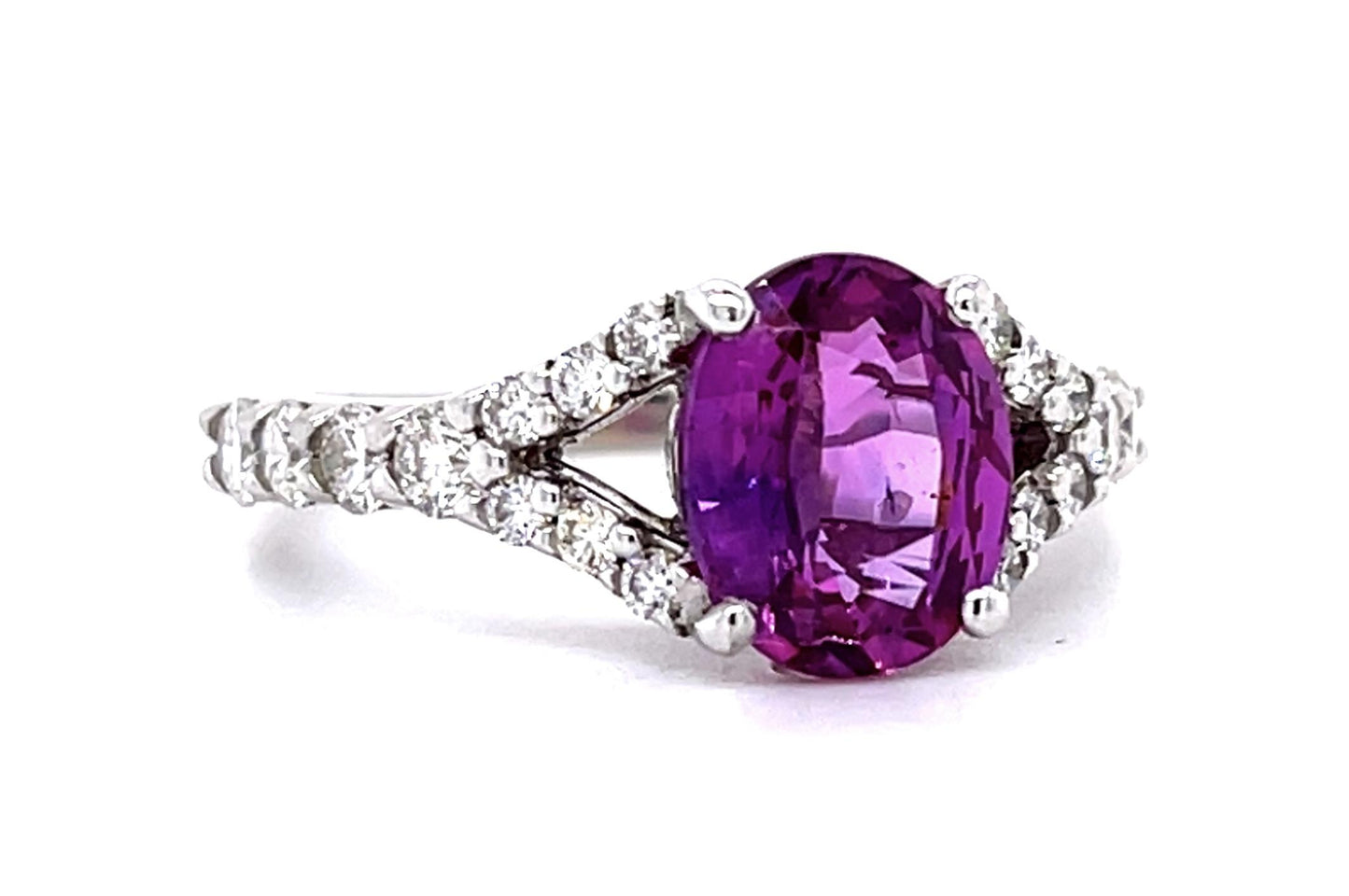 18KW Pink Sapphire &  Diamond Ring 2.52ct(sap) 0.84ct twt(dia) 5g ESTATE  Size 7